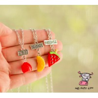 Кулон для троих друзей "Best Friends Forever. Сочные фрукты. Цена за набор